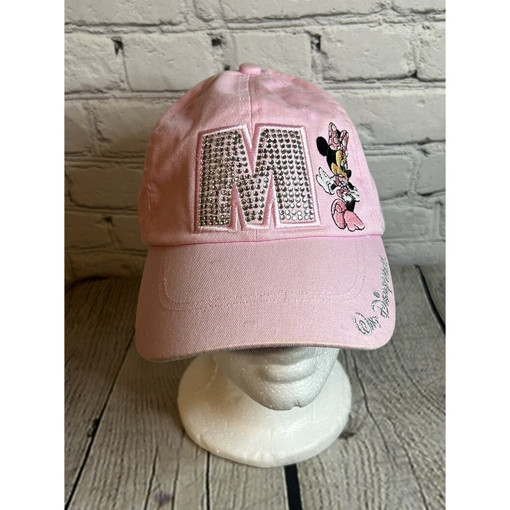 Walt Disney World Minnie Mouse M Cap Hat Pink Bling Adjustable Adult